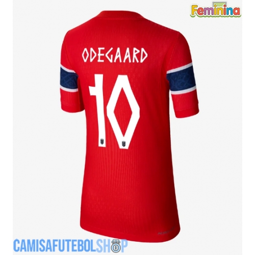 Camisa de time de futebol Noruega Martin Odegaard #10 Replicas 1º Equipamento Feminina Mundo 2026 Manga Curta